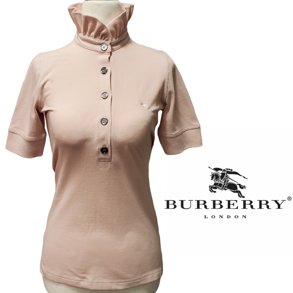 𝗕𝘂𝗿𝗯𝗲𝗿𝗿𝘆 Polo Shirt Ruffle Neck Detail
